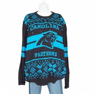 NFL Team Apparel Carolina Panthers Ugly Holiday Sweater Black / Blue Men's L